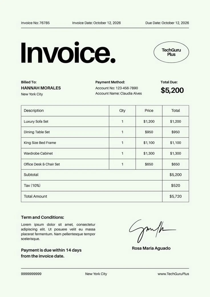 Free freelancer invoice template Pakistan - professional minimalist design